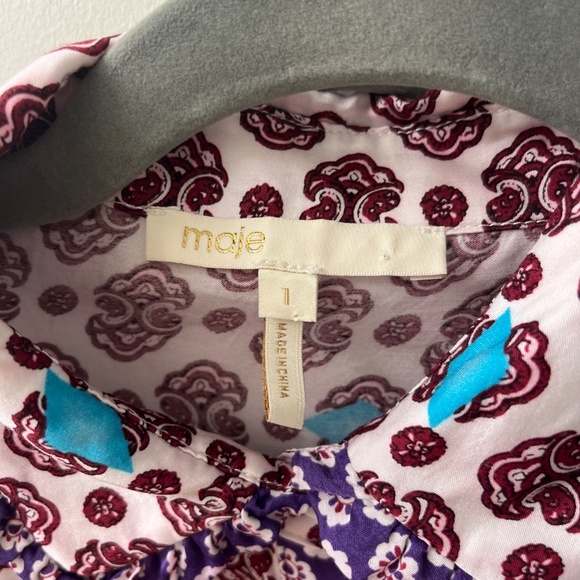 MAJE - PURPLE PRINTED BUTTON UP DRESS - Picture 6 of 7